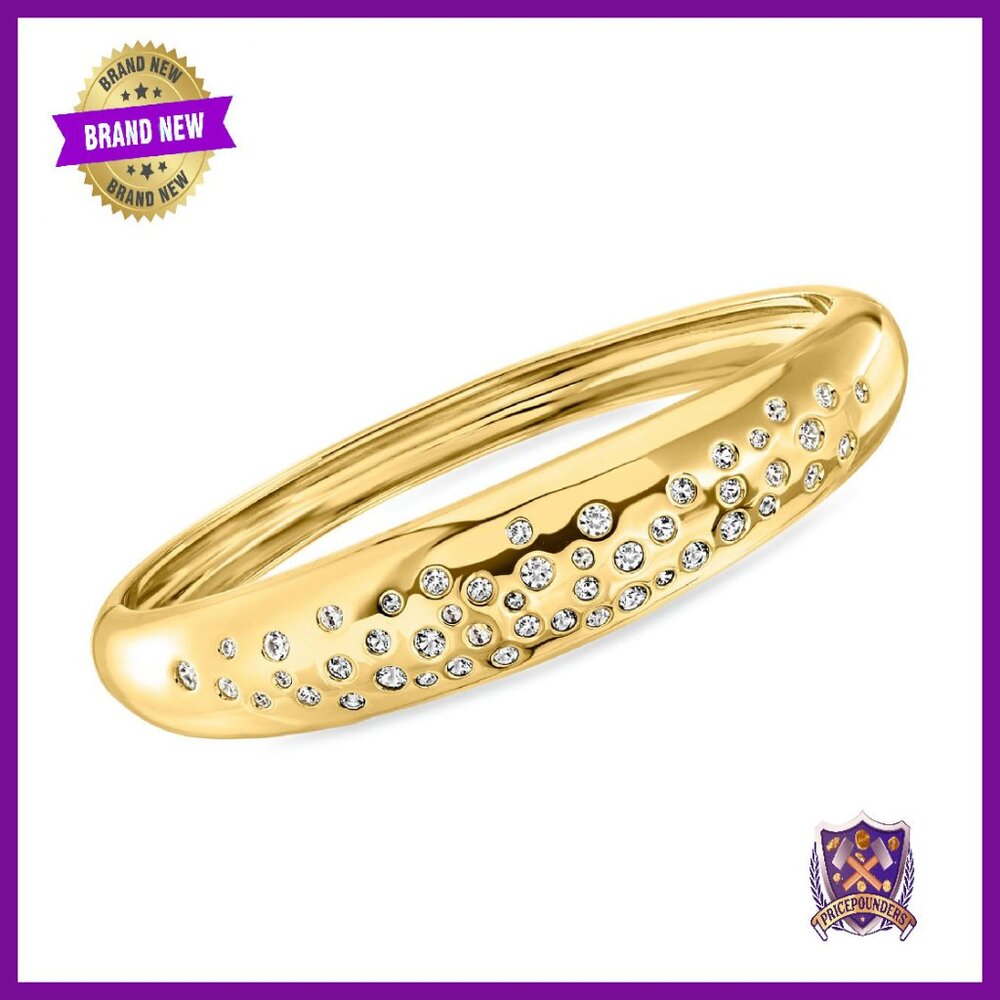 14kt Gold-Plated Bangle Bracelet With 2ct Cz Stones